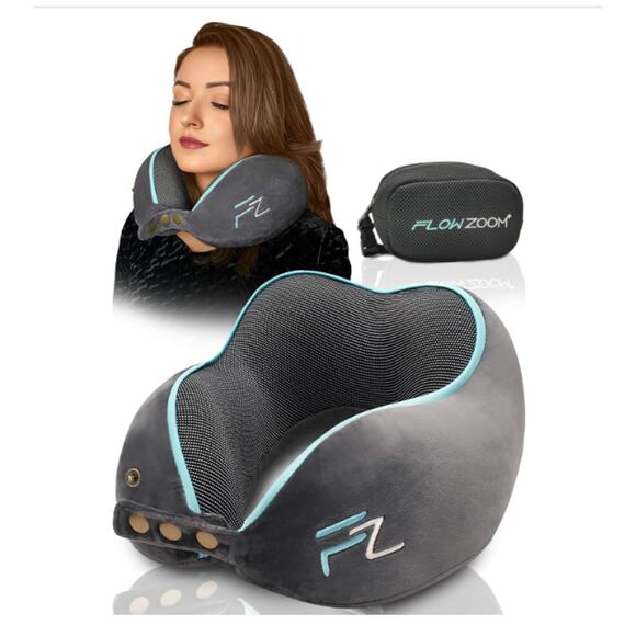 Memory Foam Travel Pillow Adjustable 360° Chin&Neck Support,Washable,Bag - Picture 1 of 8